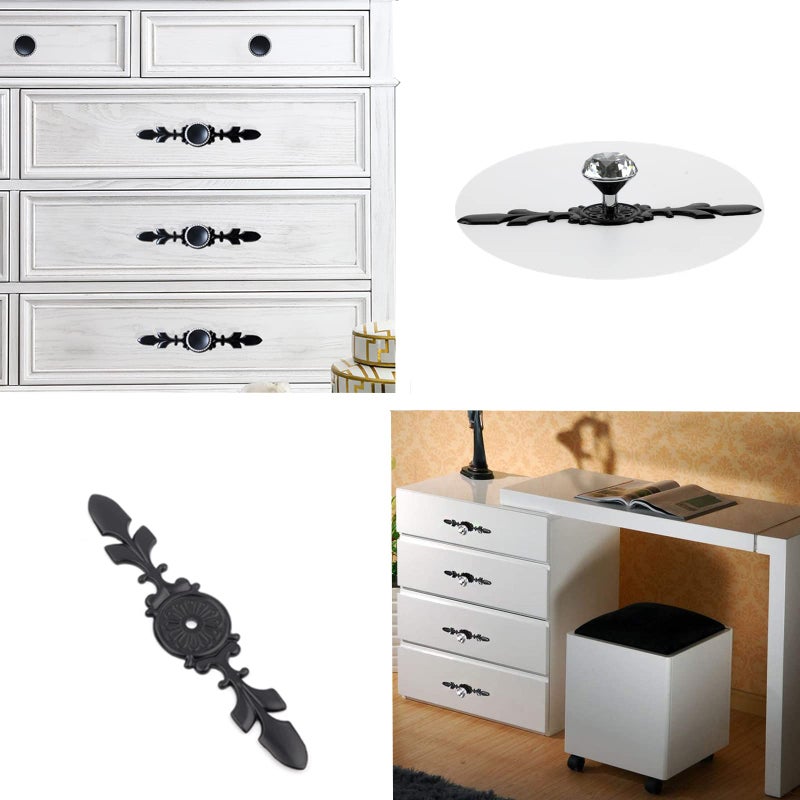 YMAISS Cabinet Handle Backplates  18pcs Zinc Alloy Drawer knobs Back Plate Retro Style Single Hole Door Handle Backplate for Cabinets and Drawers knobs(Matte Black L: 120mm) - Image 5
